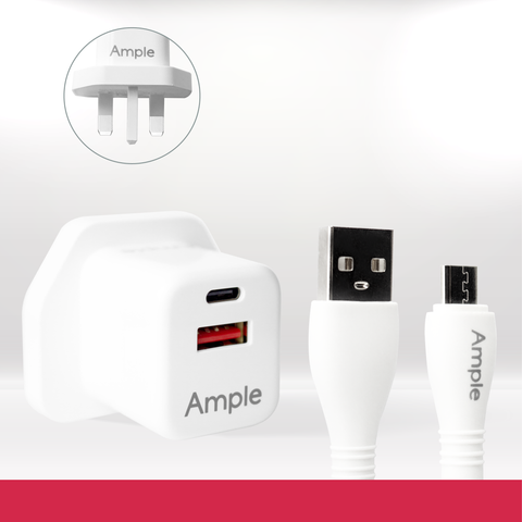 Ample 20W USB Charger + USB-A to Micro